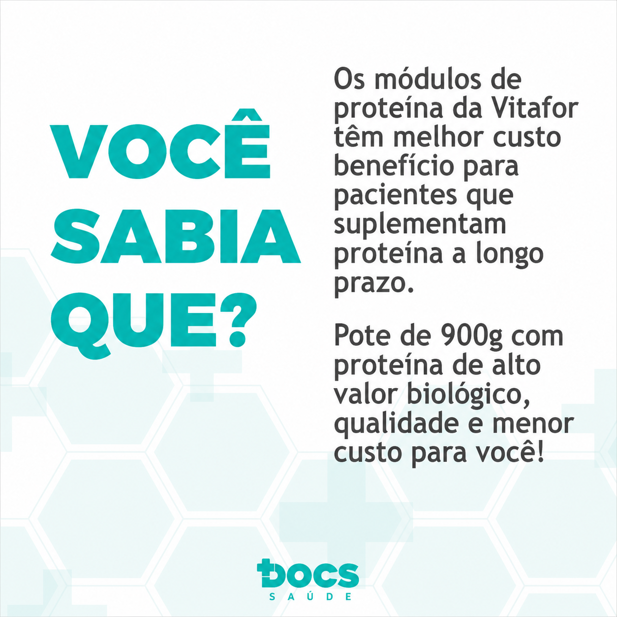 Conteúdo educativo da Docs Saúde sobre suplementação de proteína